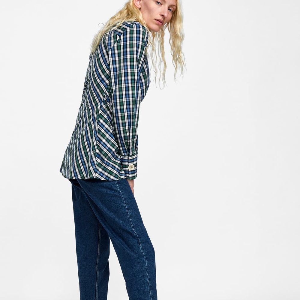 NWT! ZARA Fantastic Draped Plaid Shirt - Picture 7 of 8